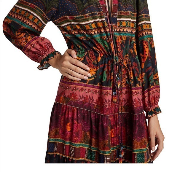 Farm Rio Mixed Patchwork Midi Dress - Size Medium - Picture 7 of 8